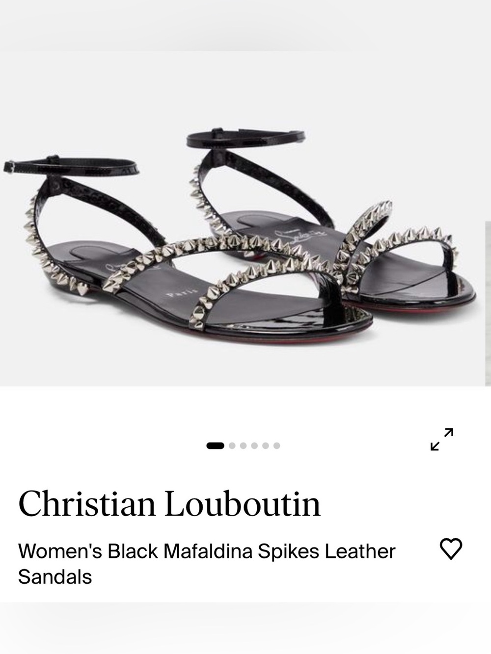 Christian Louboutin Black Patent Leather Spike Ankle Strap Sandals